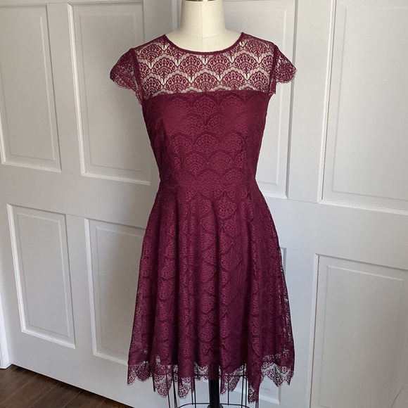 Kensie - Lace Cocktail Dress - Wine - 6 - Picture 7 of 10